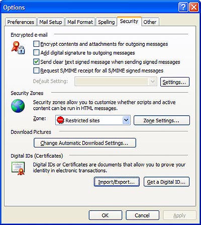 Digital Certificate Email Outlook