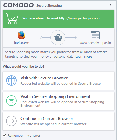 secure shopping setting