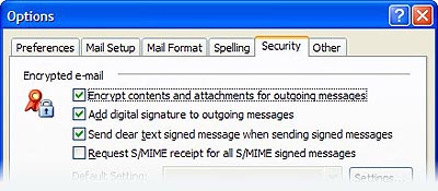 Security Options – Outlook 2003