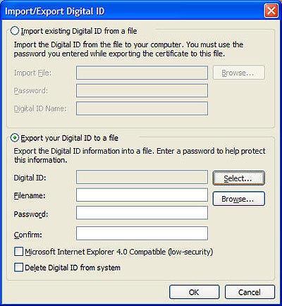 Import/Export Digital ID