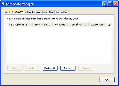 Manage Certificates – Thunderbird