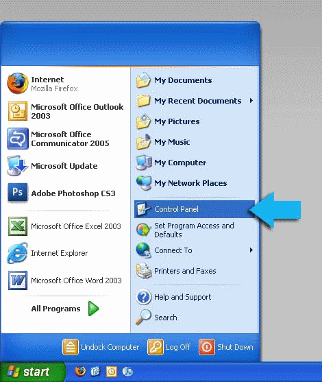 Sélectionnez Panneau de configuration