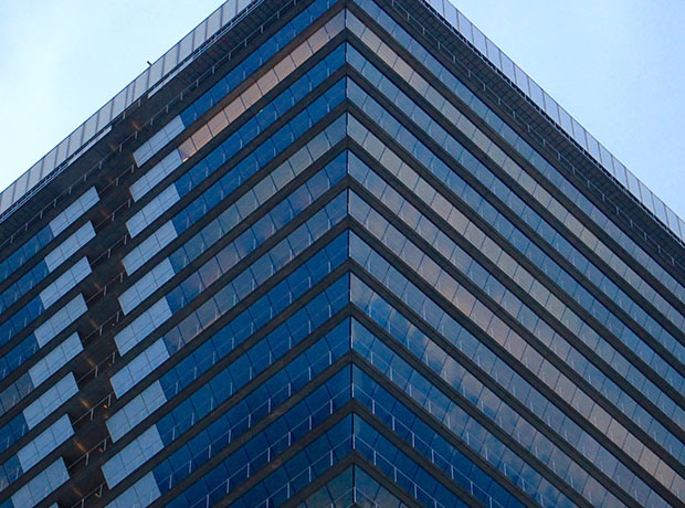Blue & White Clear Glass Building